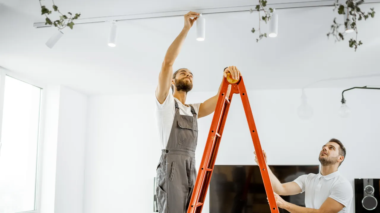 Modern LED light fixture installation